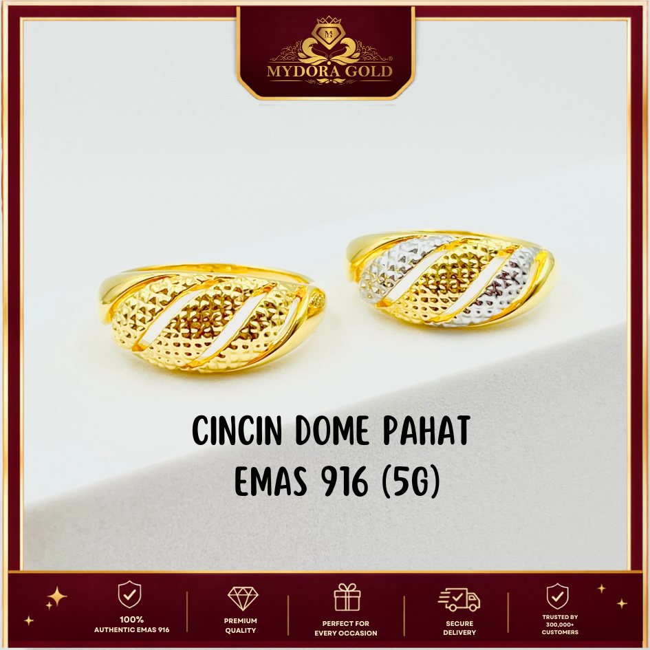 MYDORA Cincin Dome Pahat (5G) l EMAS 916/22K