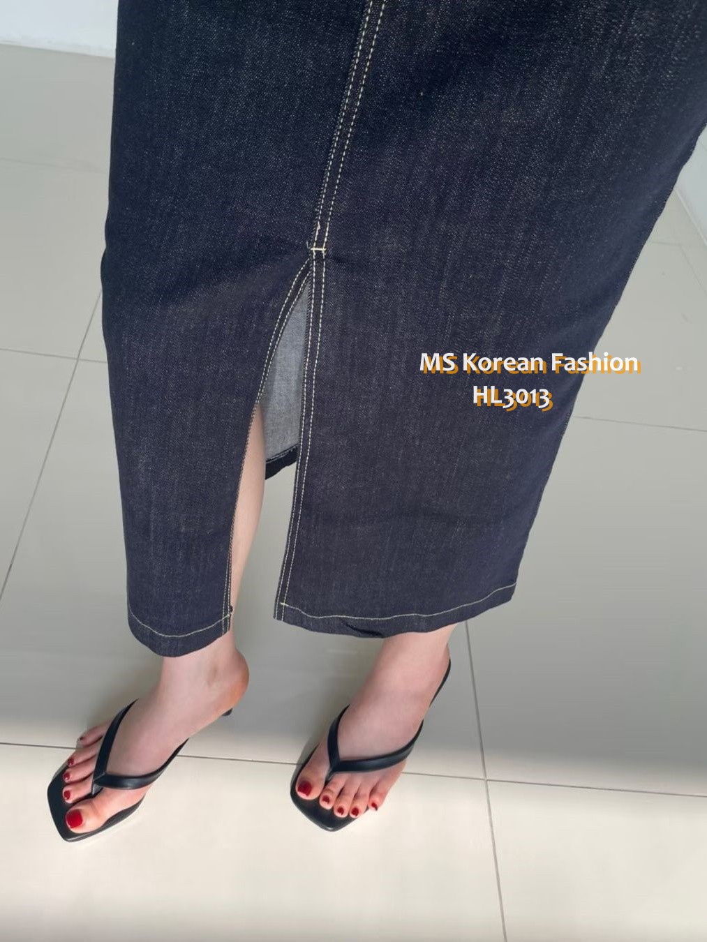 HL3013 韓國🌼Howluk前開叉中長半裙