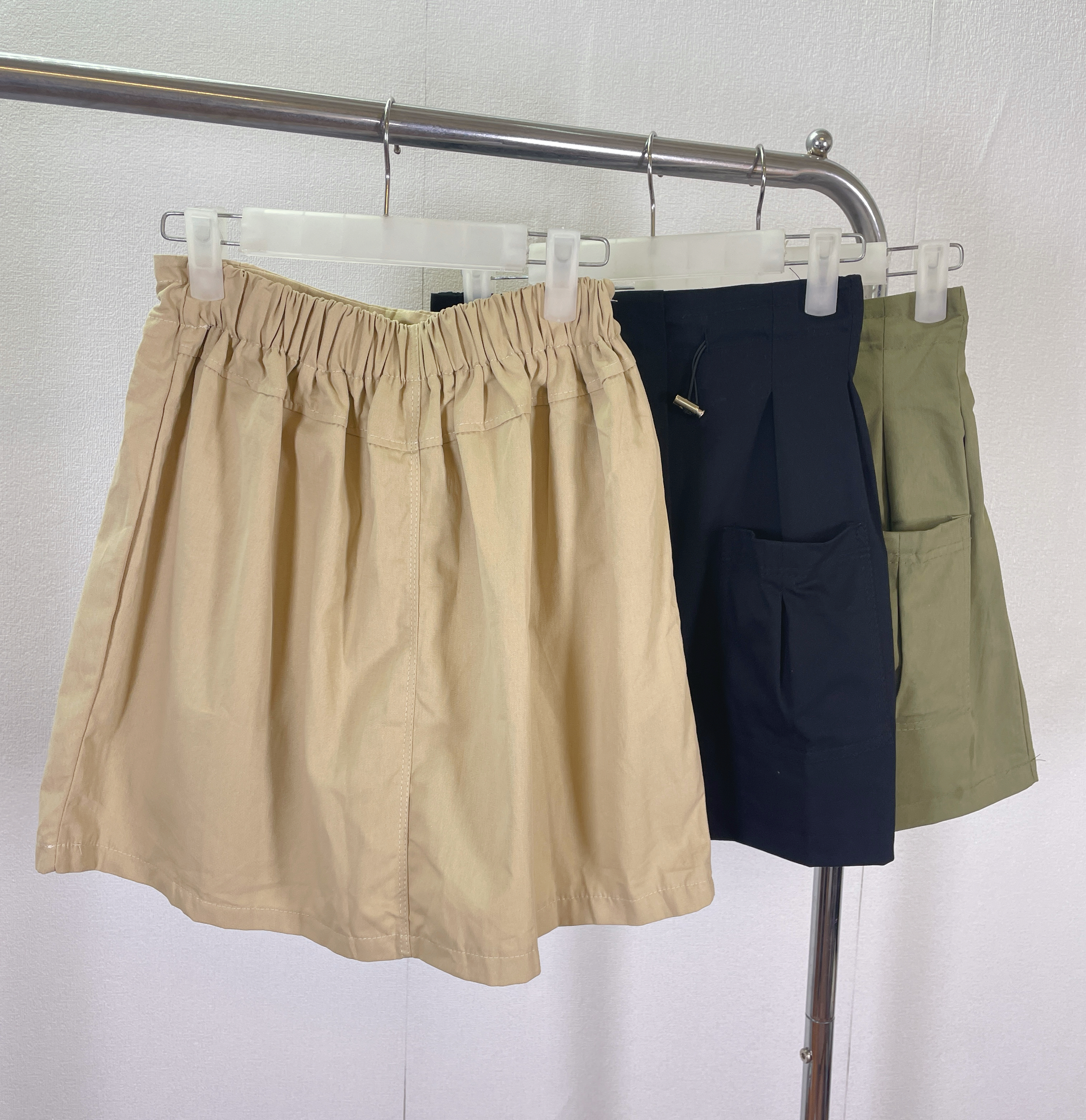 K5553 雙袋束繩腰半截短裙