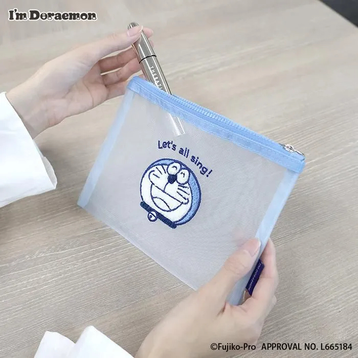 [訂購] 多啦A夢Pouch 拉鏈袋 筆袋 化妝袋 (毛絨刺繡圖案)