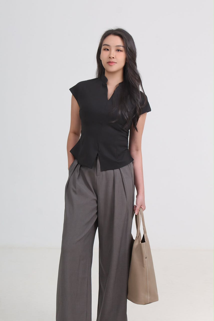 MFY10027 Mandarin Collar Structured Slim Fit Top