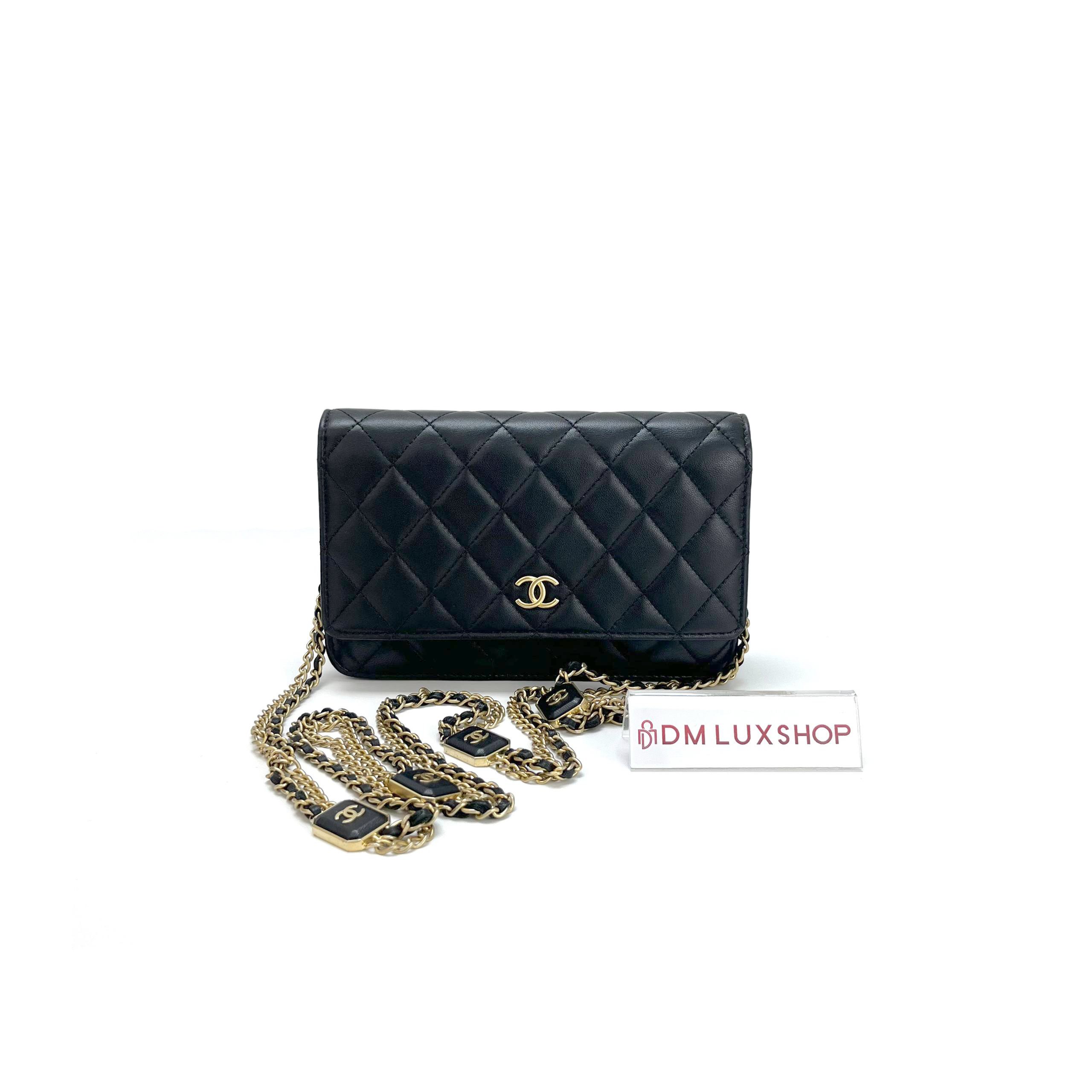 Chanel Black Lambskin WOC GHW (Microchip)