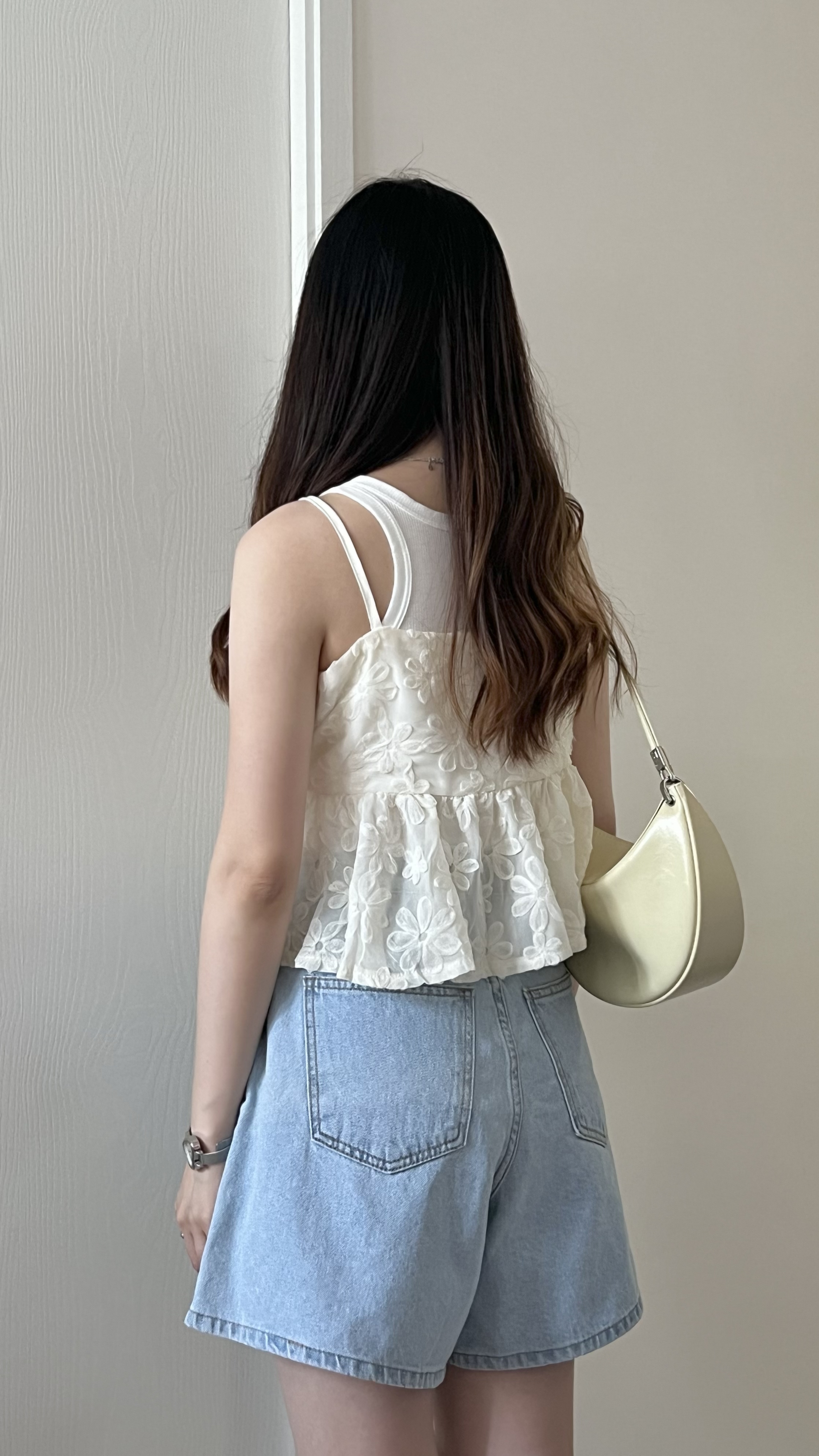 甜價仙氣花花兩穿吊帶背心 杏色