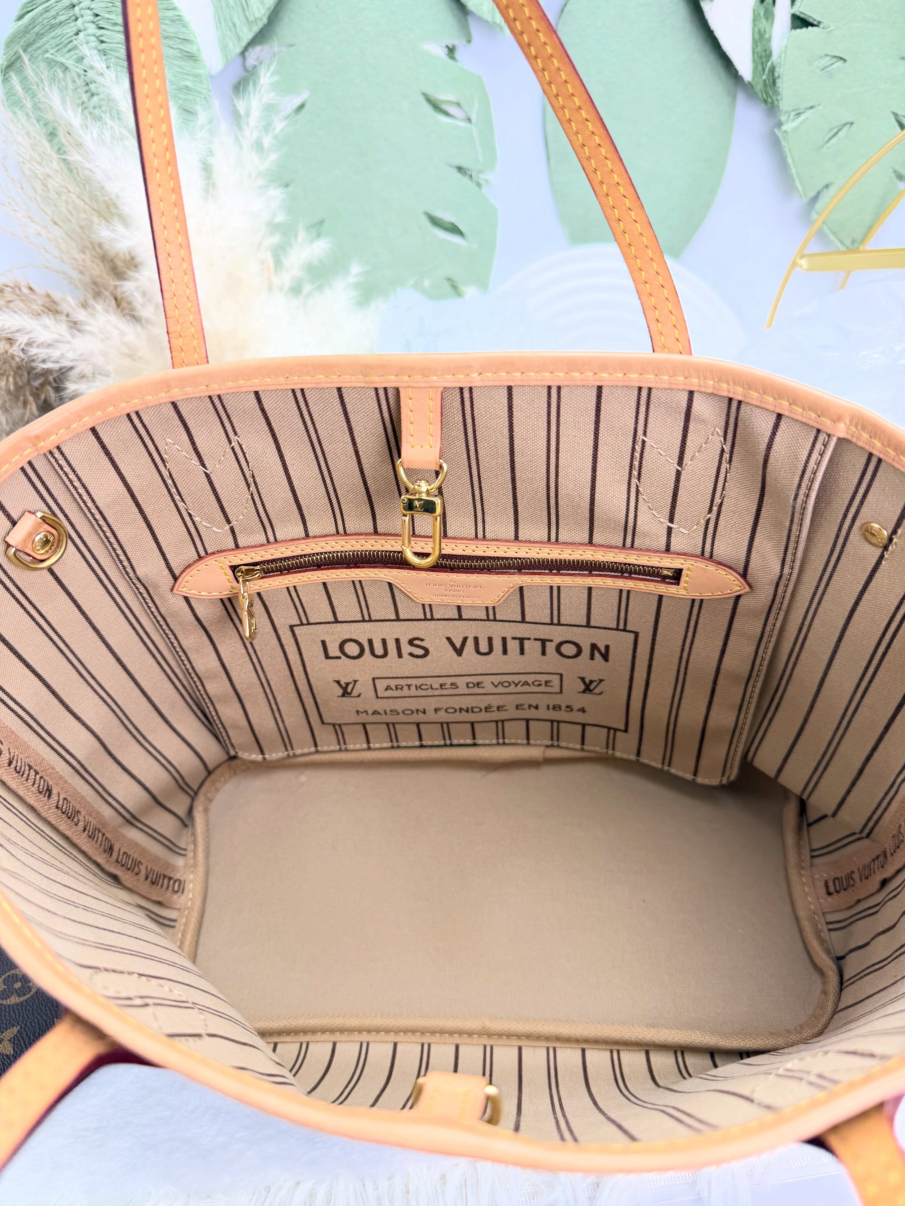 LV👜 PRE OWNED 🛍️老花Neverfull有塵袋 有子袋 晶片款 🤎 