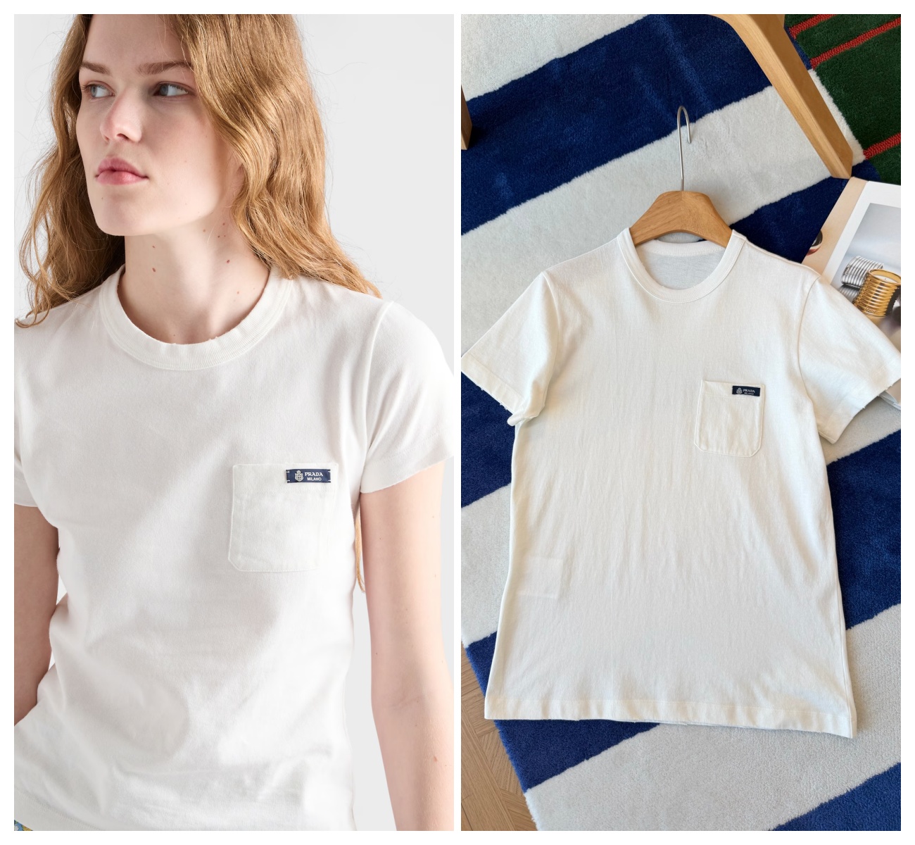 Prada Jersey T-shirt 口袋貼標Tee