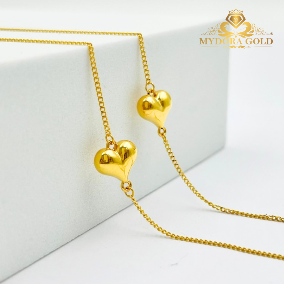 MYDORA Rantai Tangan Mesin + Love Gemuk Licin l EMAS 916/22K