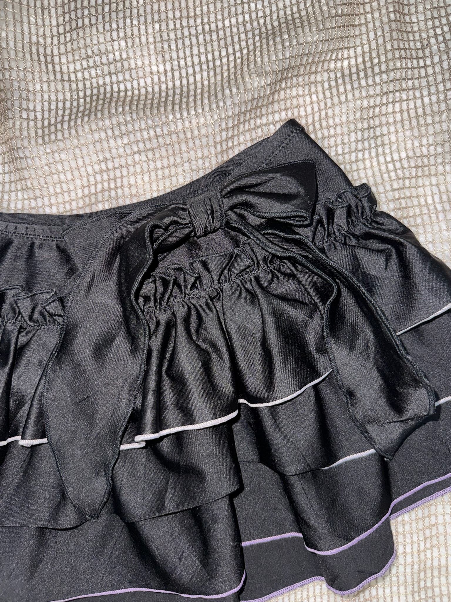 Black Tiered Ruffle Mini Skirt with Bow
