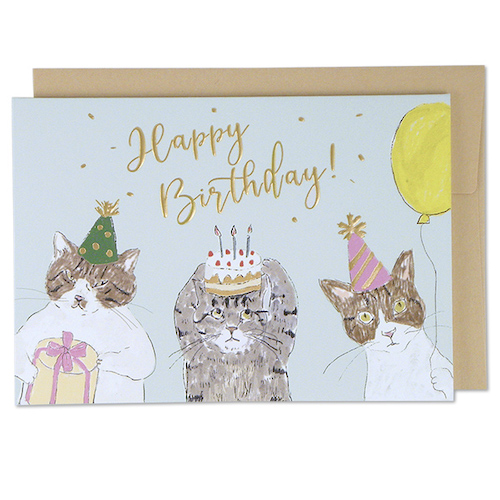 EASE - 貓咪系列生日卡 (淺藍色貓咪生日帽款)