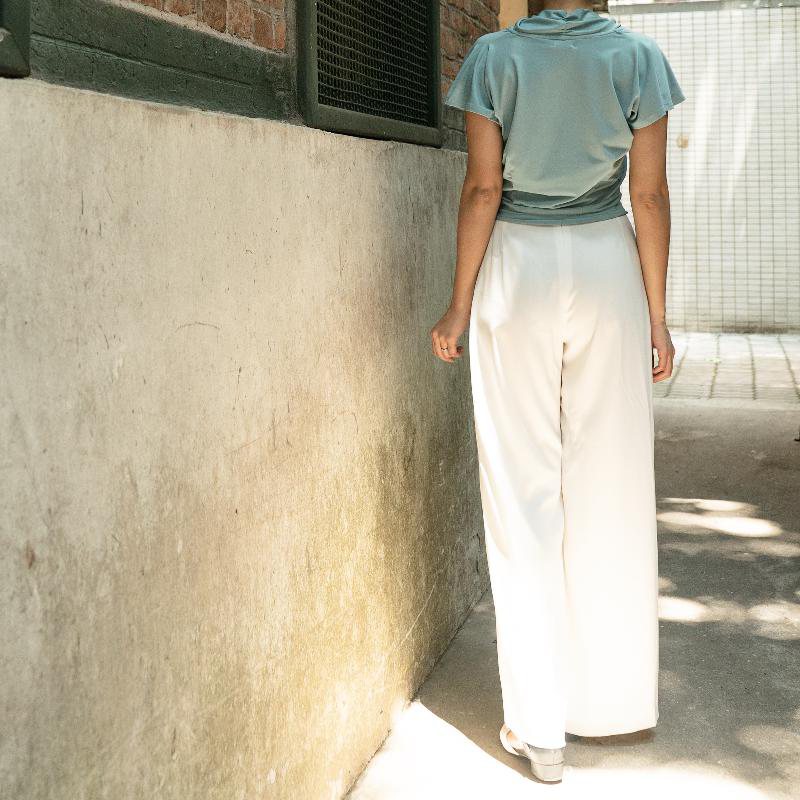 (SOLD OUT)1930s Style High Waist Wide Legged Trousers- White (FM099)