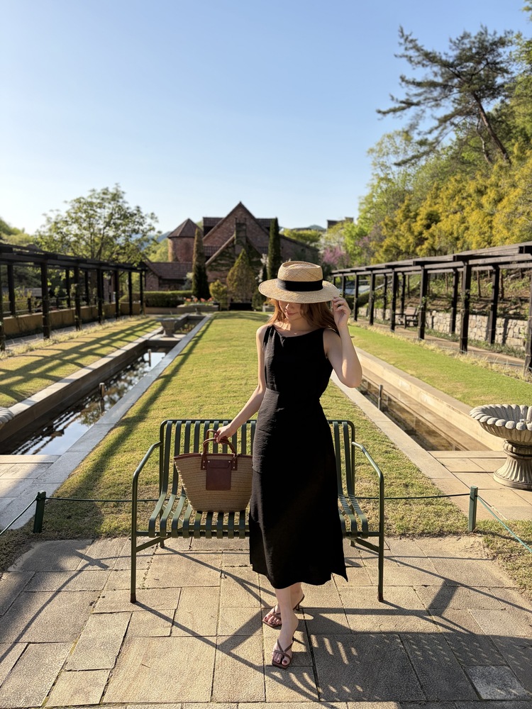 Boat Neck Layered Dress (Black)