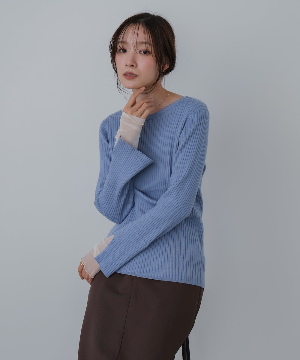 <限量現貨><JP>新色+熱賣Come Back.ᐟ.ᐟ 甜甜薄紗 layer 羅紋針織 (圓領)* 5色入