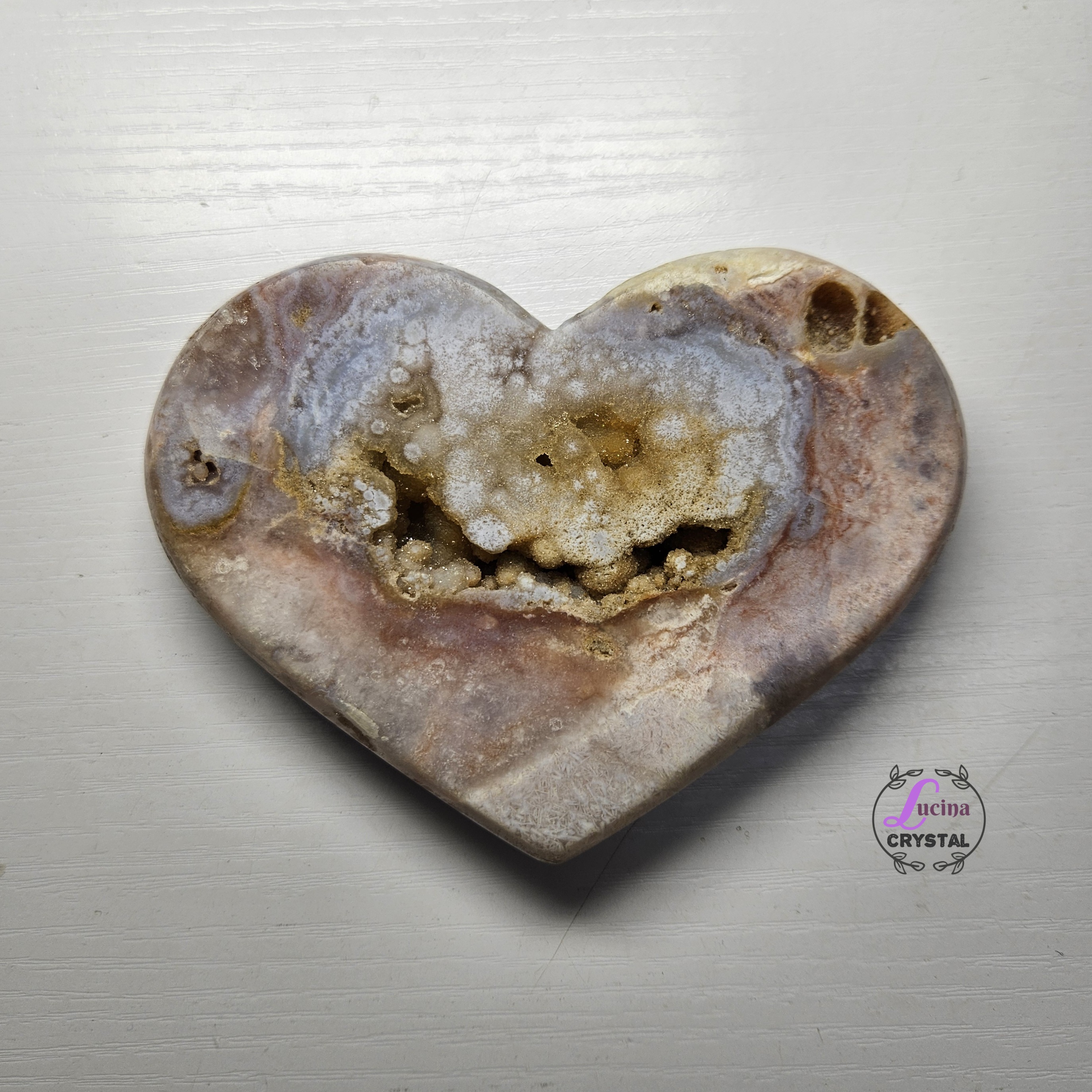 (Co#J328) 粉紫晶軟糖心/Pink Amethyst Sugar Druzy Heart