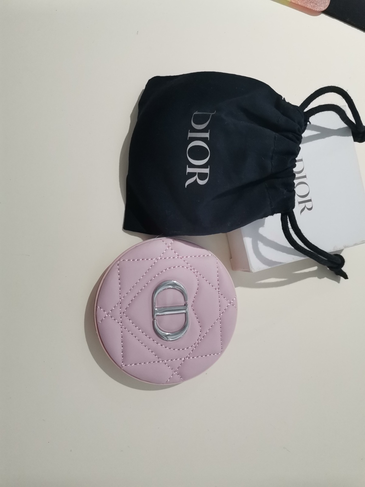 【現貨】Dior 雙面化妝鏡 粉紅皮革