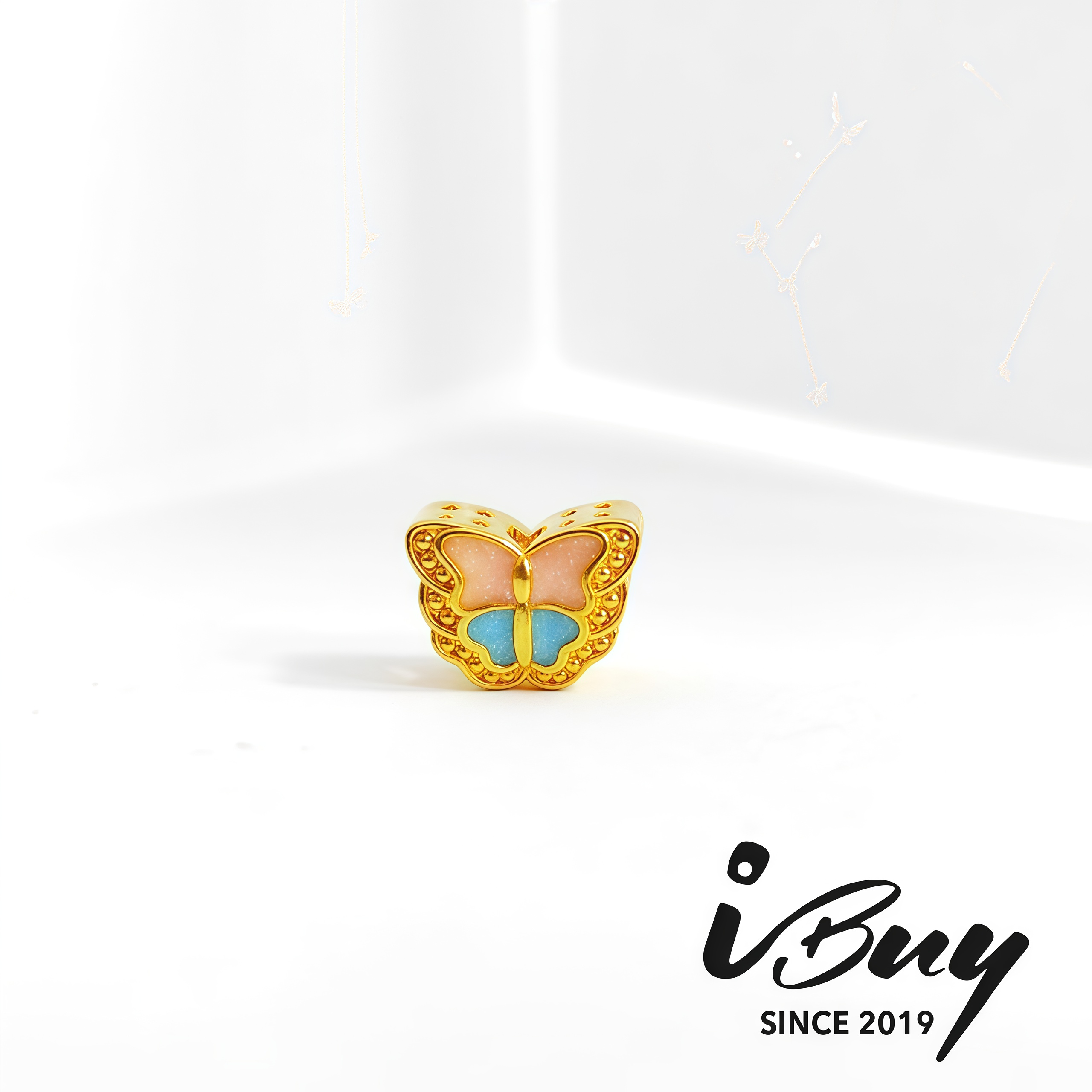 916 HARD GOLD ENAMEL STARRY SKY BUTTERFLY BEAD 916 硬金 珐琅星空蝴蝶串咀