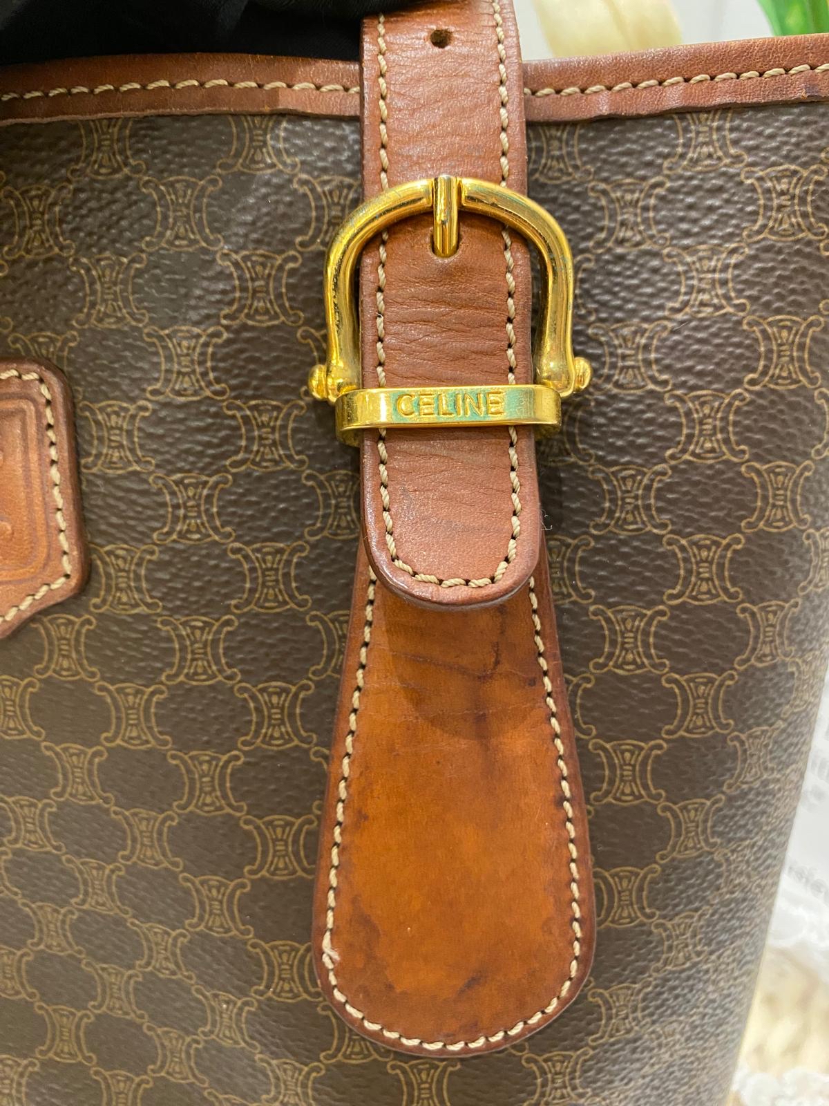 Celine Vintage Macadam Triomphe Bucket Bag
