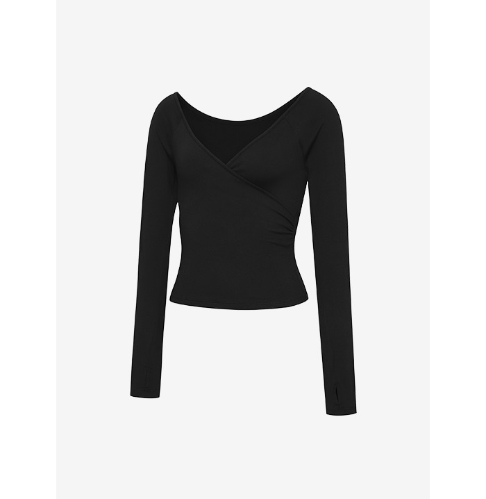 【包身薄Outer】預購_Brushed Off-Shoulder Wrap Long Sleeve