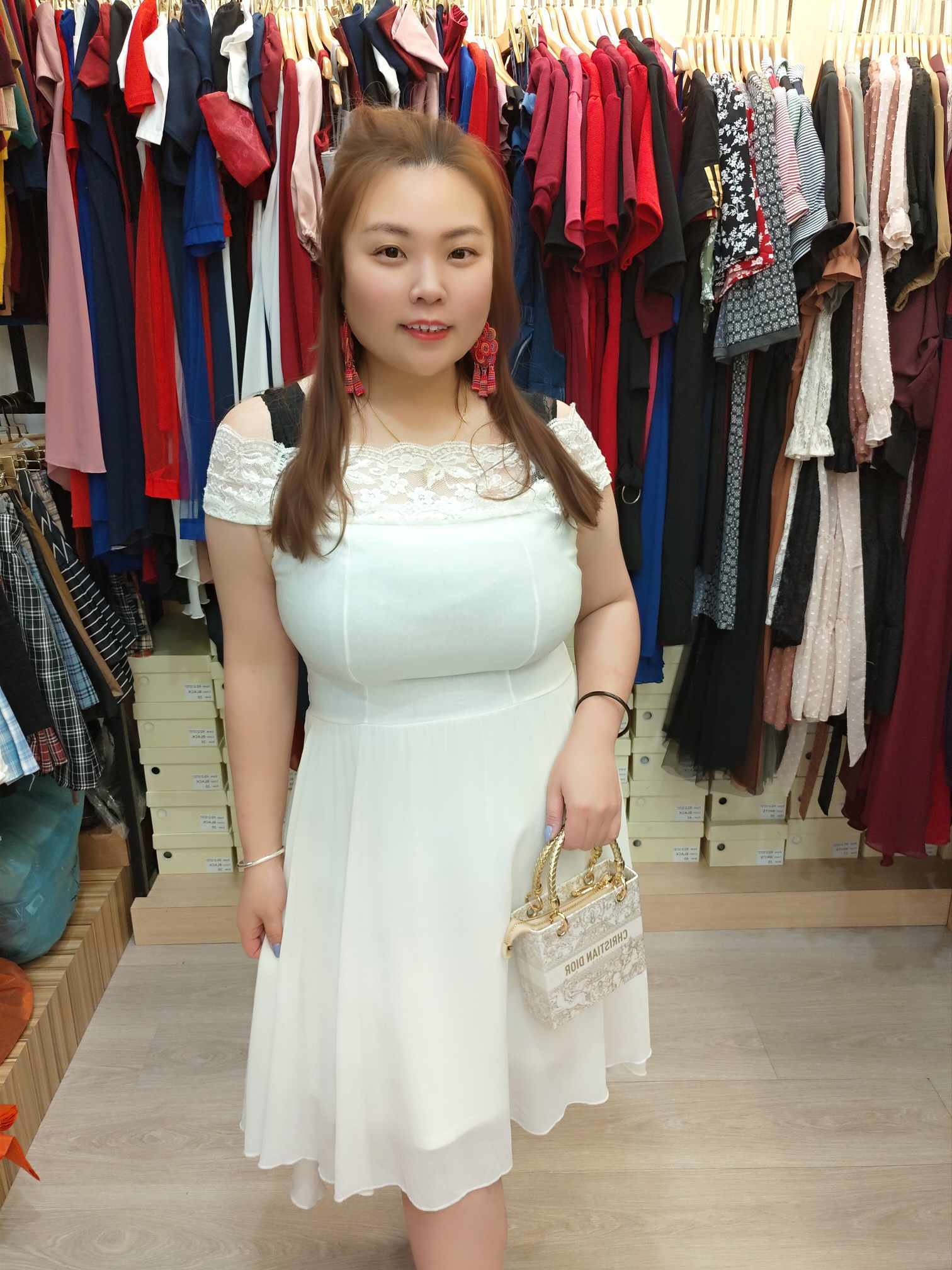 LF#151202 🔥特价🔥蕾丝拼接一字领连身礼服