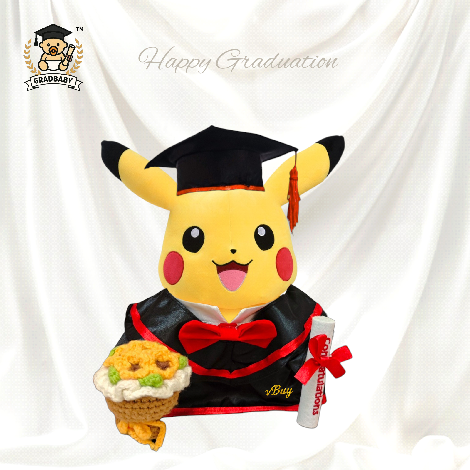 正版比卡超畢業公仔27cm 香港現貨 可加綉名 Gradbaby