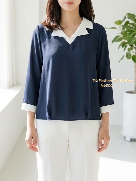 G6000 韓國🇰🇷靚料V領拼袖top