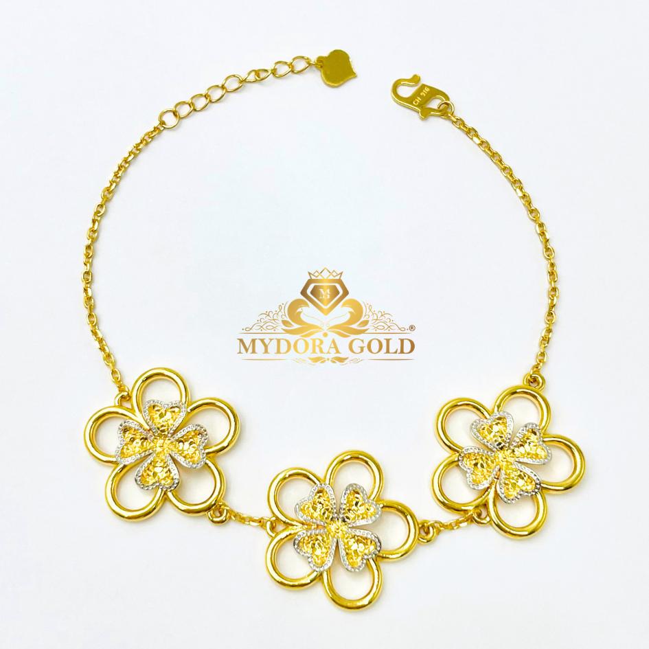 MYDORA Rantai Tangan Fesyen Daisy Lucky Leaf l EMAS 916/22K