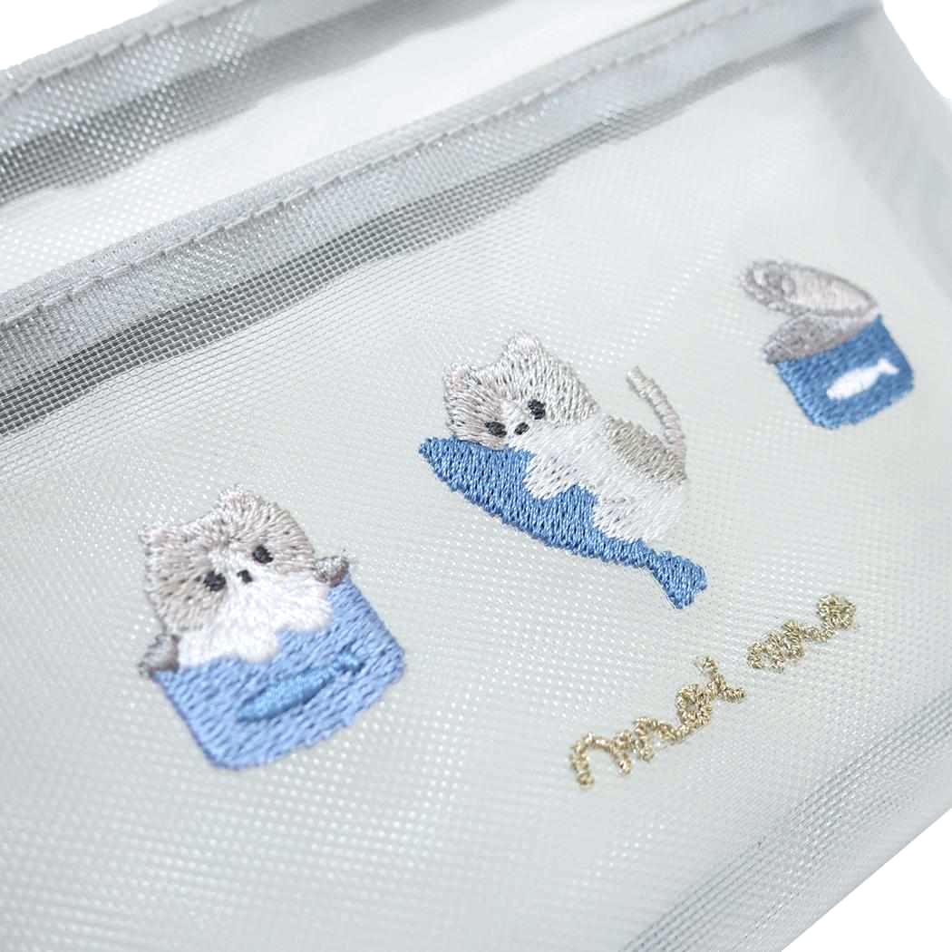 現貨｜日本 Q-LiA 貓貓 刺繡 網袋 化妝袋 收納袋 (09551)