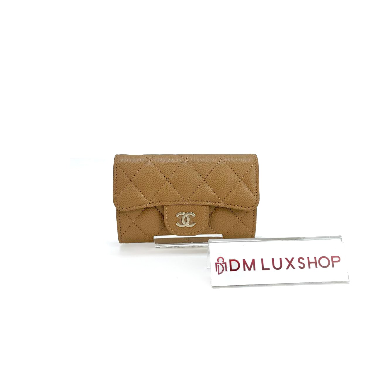 Chanel Classic Flap Card Holder Caramel Caviar GHW (Microchip)