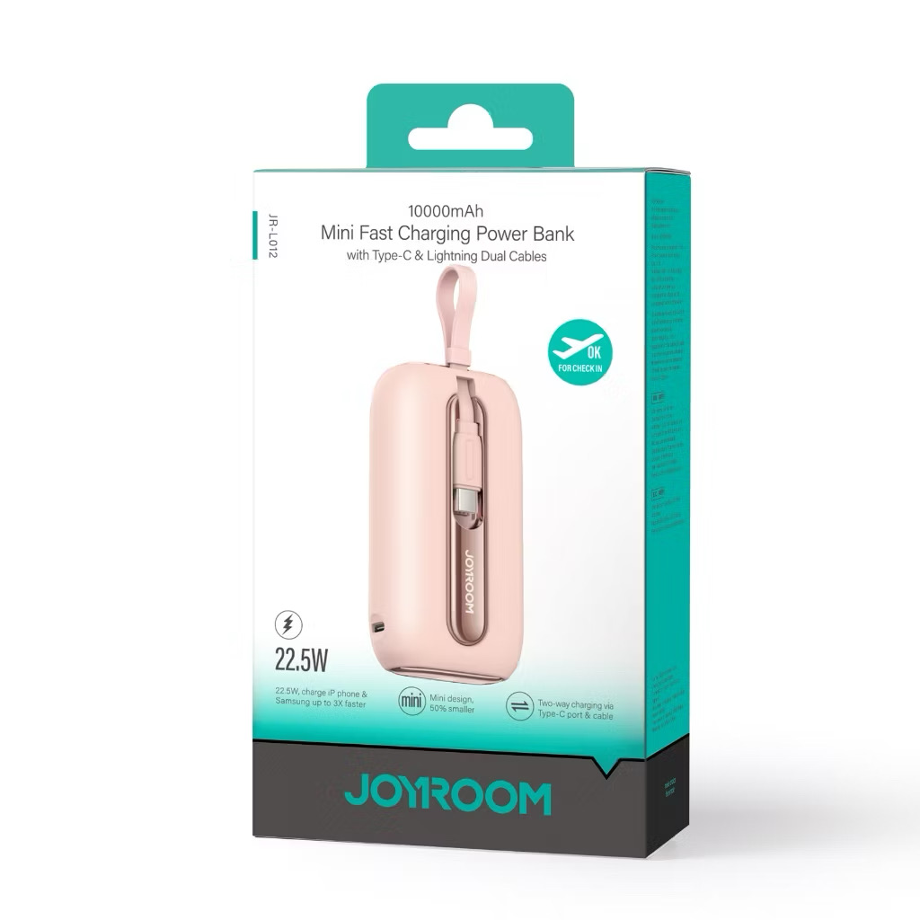 Joyroom機樂堂-繽紛系列22.5W快充外置電池/10000mAh/JR-L012/自帶線/CCC認證/高鐵/飛機