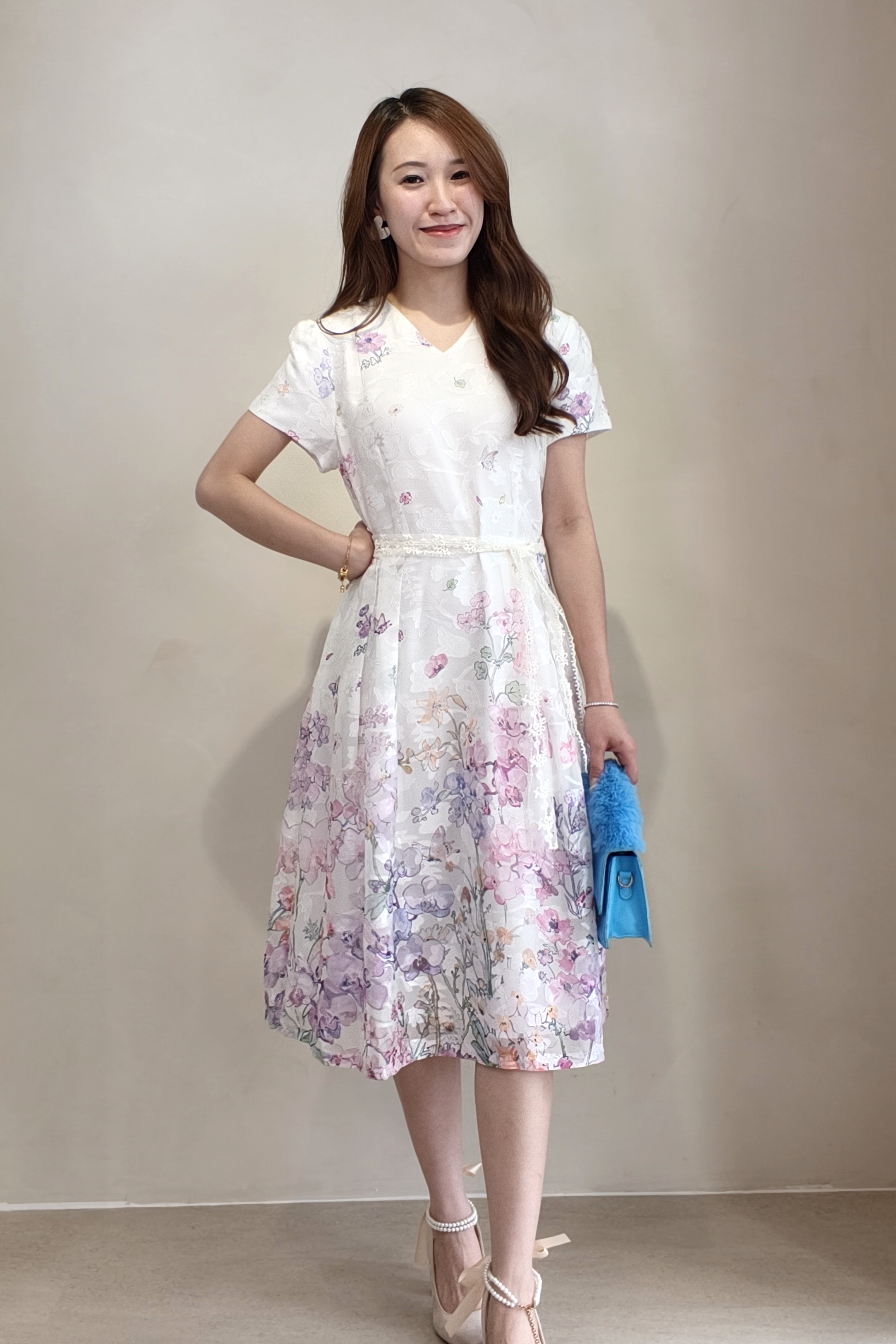 210545 Elegant Floral Fit & Flare Dress