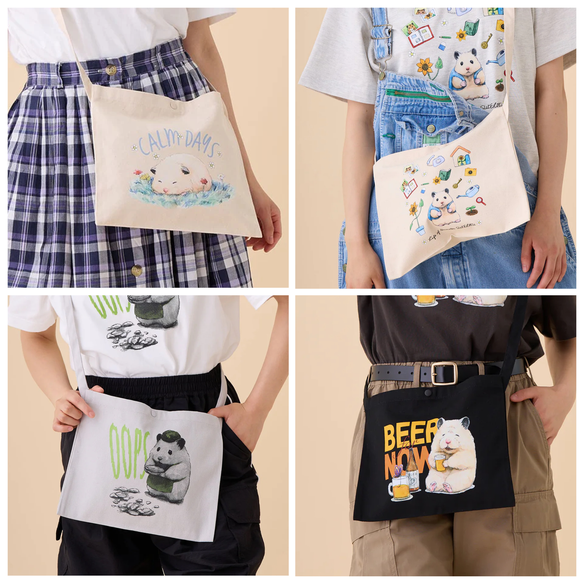 日本預訂📍助六之日常得意圖案斜咩袋/布袋