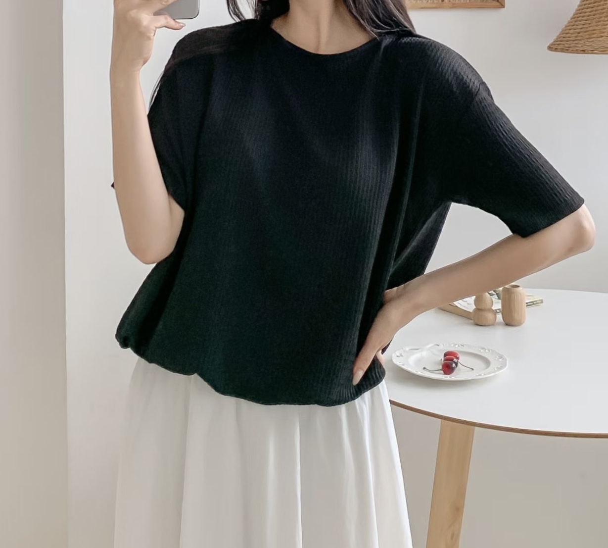 Made in Korea 🇰🇷簡約暗紋top