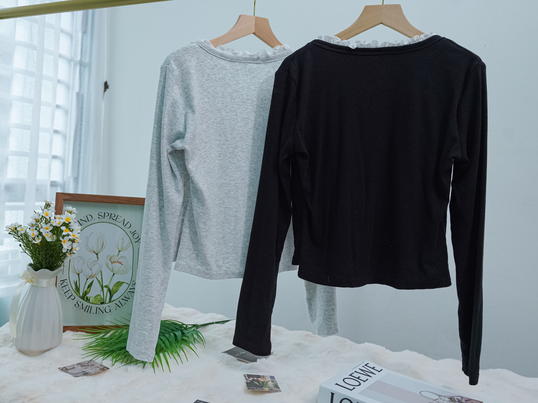 Sweet Lace Collar Tie Front Cardigan Top ‖ 甜美蕾丝领绑带设计感开衫上衣 KR01505