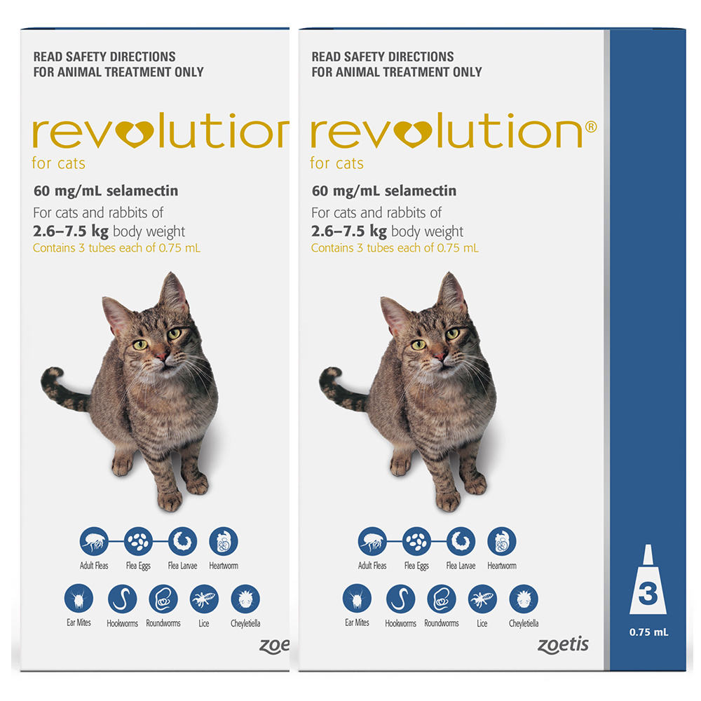 Revolution (Selamectin) For Cats 2.6-7.5kg 3 Pack (Blue) 