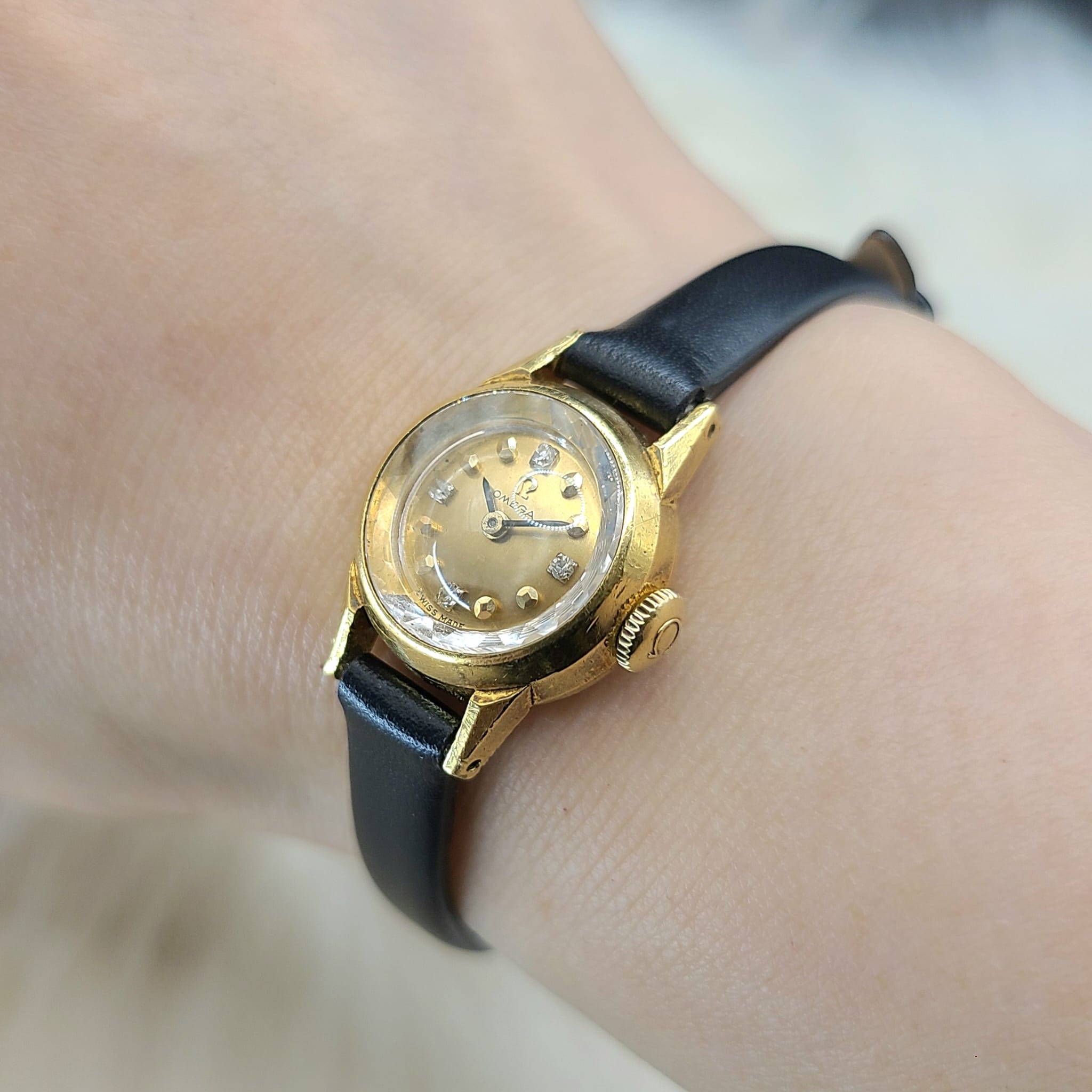 70年代Omega鑽石18k金殼機械錶