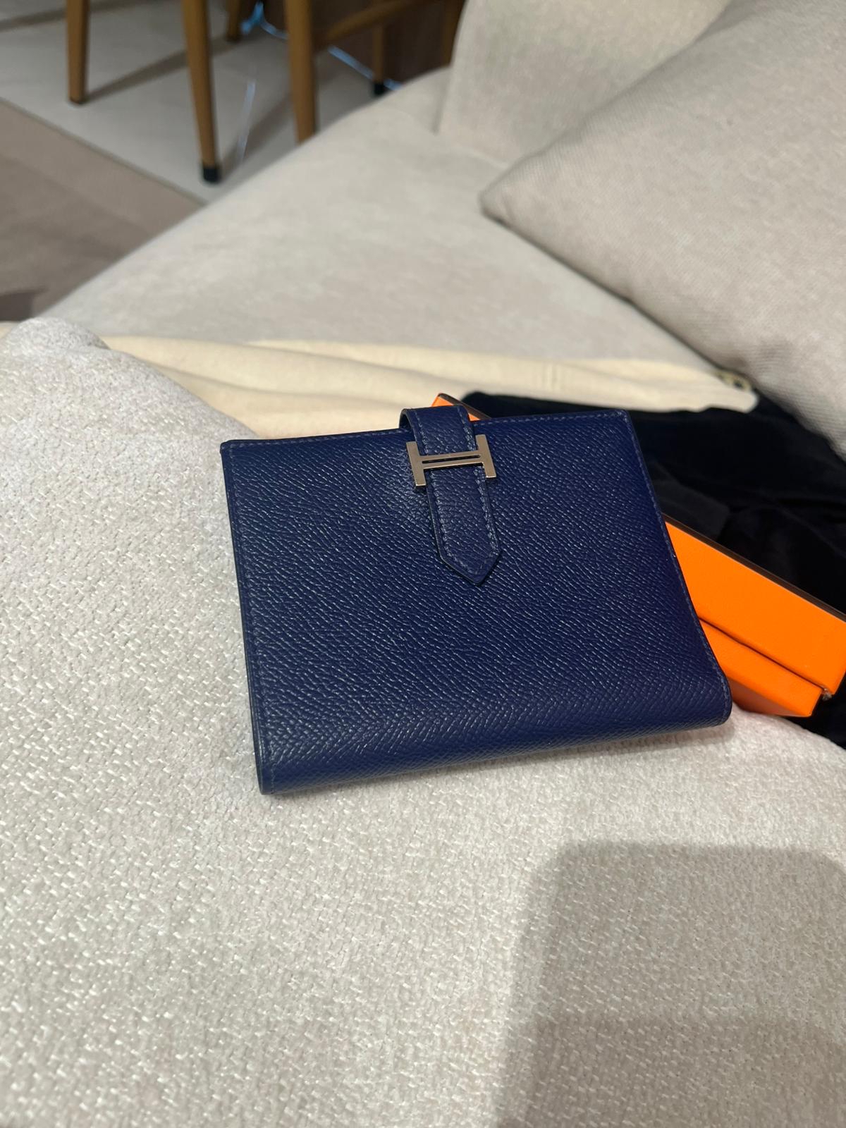 HERMES BEARN WALLET Epsom 牛皮，午夜藍 Stamp X 100%Authentic, 98%new ✅BOX 