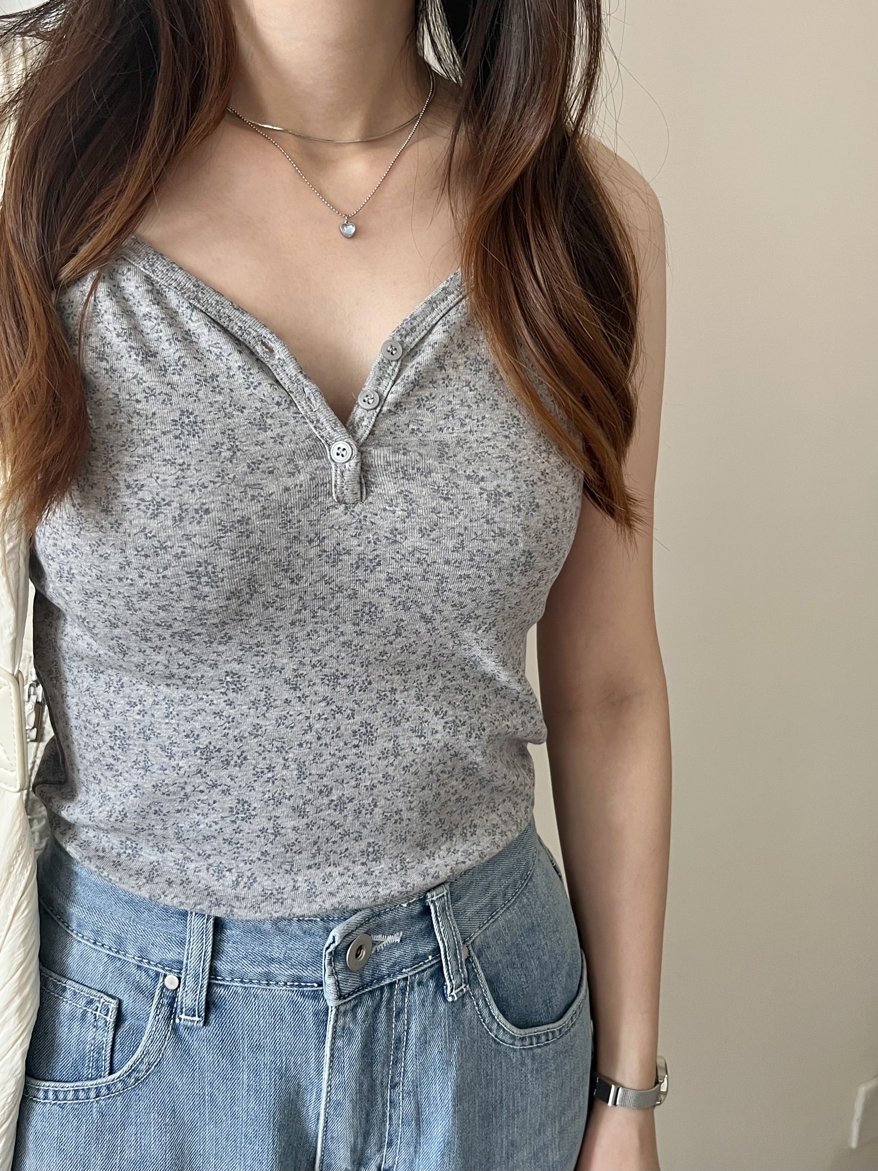 夏日清新碎花背心