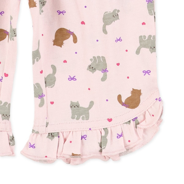 🇯🇵預訂 日本直送🇯🇵兩色小貓滿印荷葉邊純棉半截打底褲