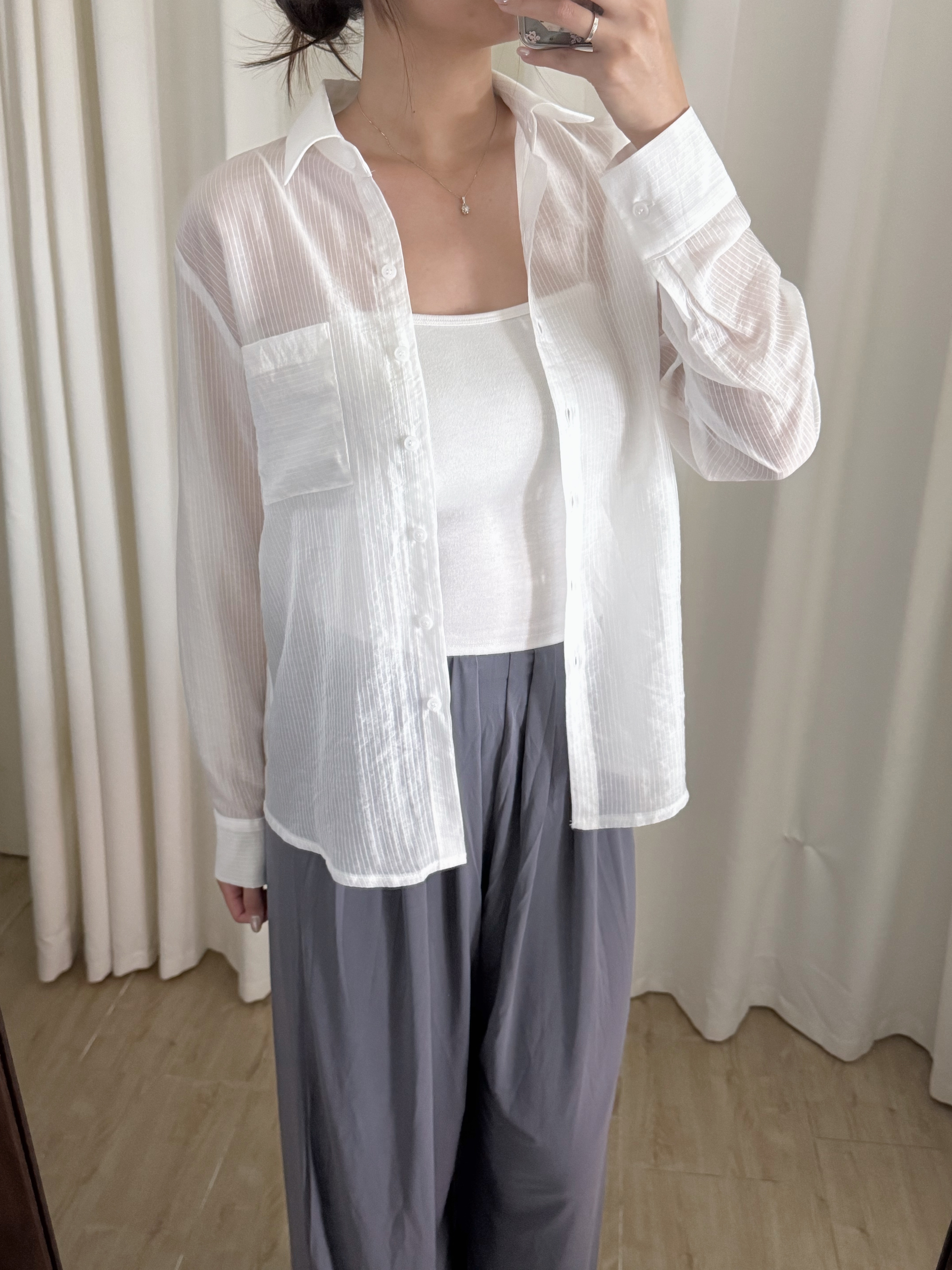 舒適天絲幼直紋襯衫(四色入)