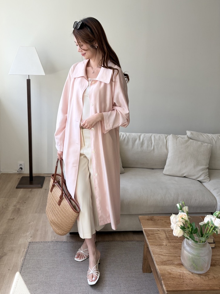 Silky Belted Trench Coat (Pink)