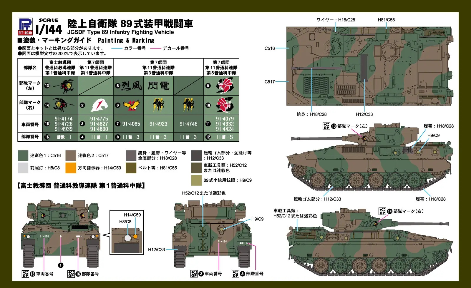 1/144 JGSDF Type 89 Infantry Fighting Vehicle (x3)