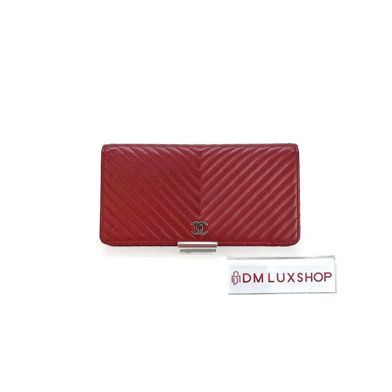 Chanel Red Chervon Wallet (Serial 22, Y: 2016)