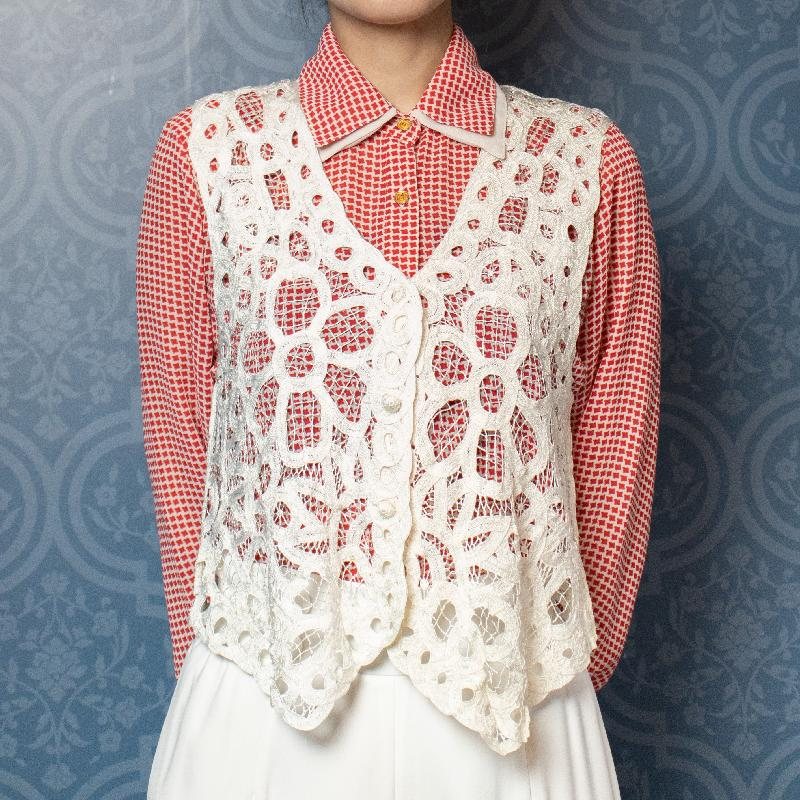 1996 New Old Stock Hand Crocheted Vest WaistCoat (NA0731)