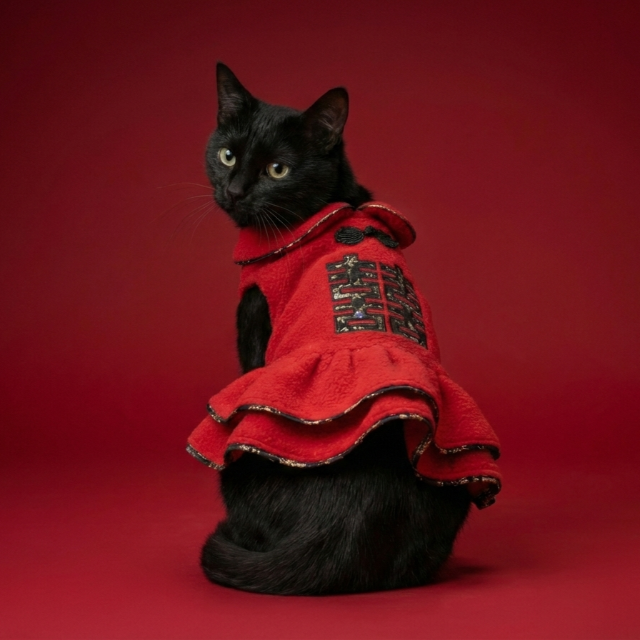 S364R 囍字繡花裙 紅色  囍 embroidered skirt red