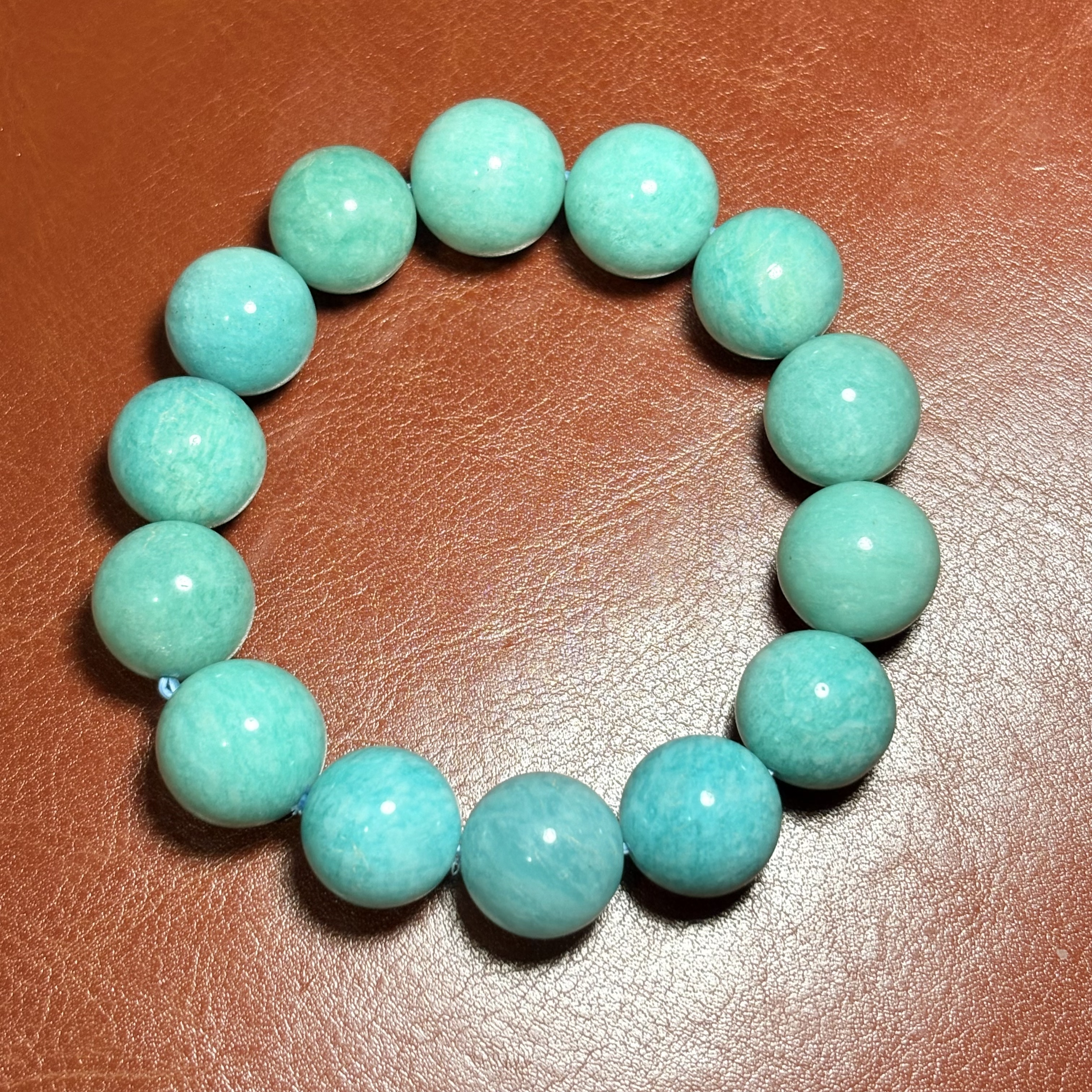  【好運】天然 天河石 手串 No. 2733｜規格: 16mm珠/17cm內圈｜附送證書