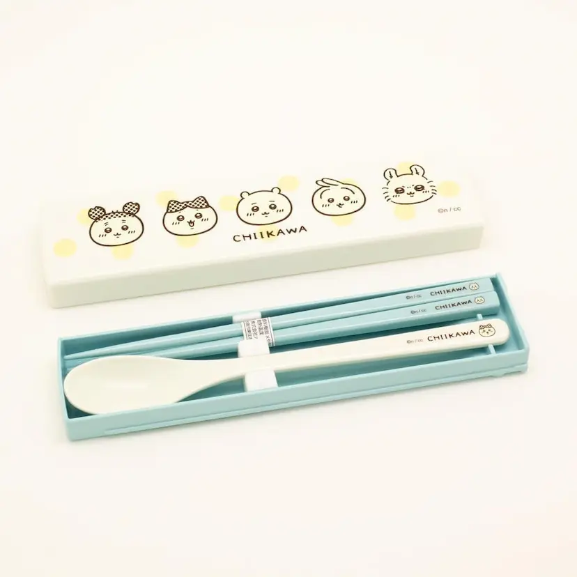 現貨🌸日本直送 |日本製Chiikawa抗菌筷子, 湯匙餐具收納盒套裝