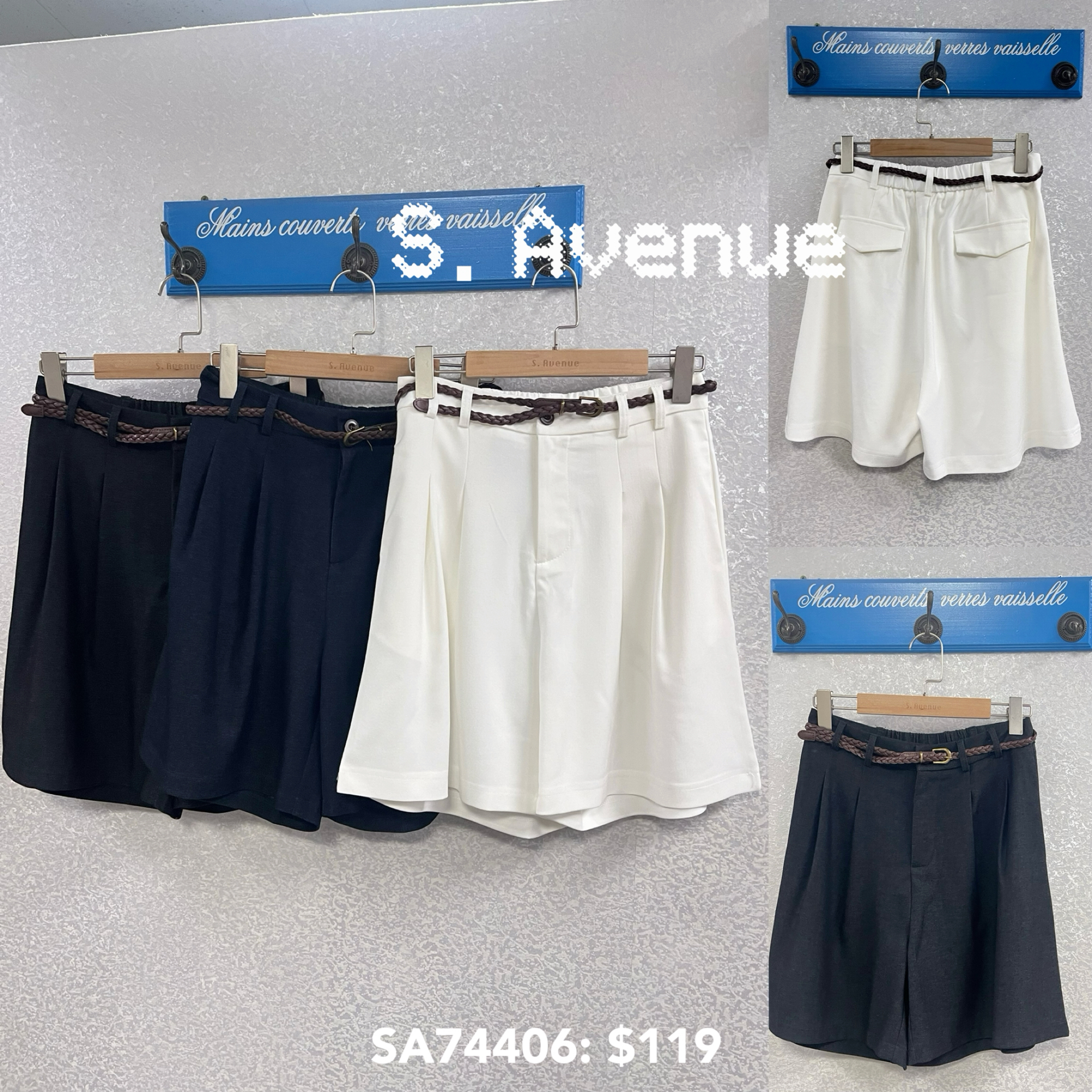 SA74406: 後橡筋腰前有鈕有拉錬有撍及膝褲