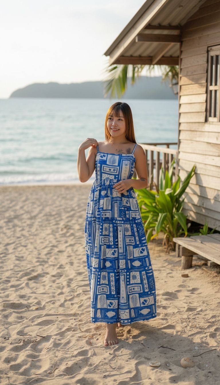 2294 Blue White Fish Print SL OP
