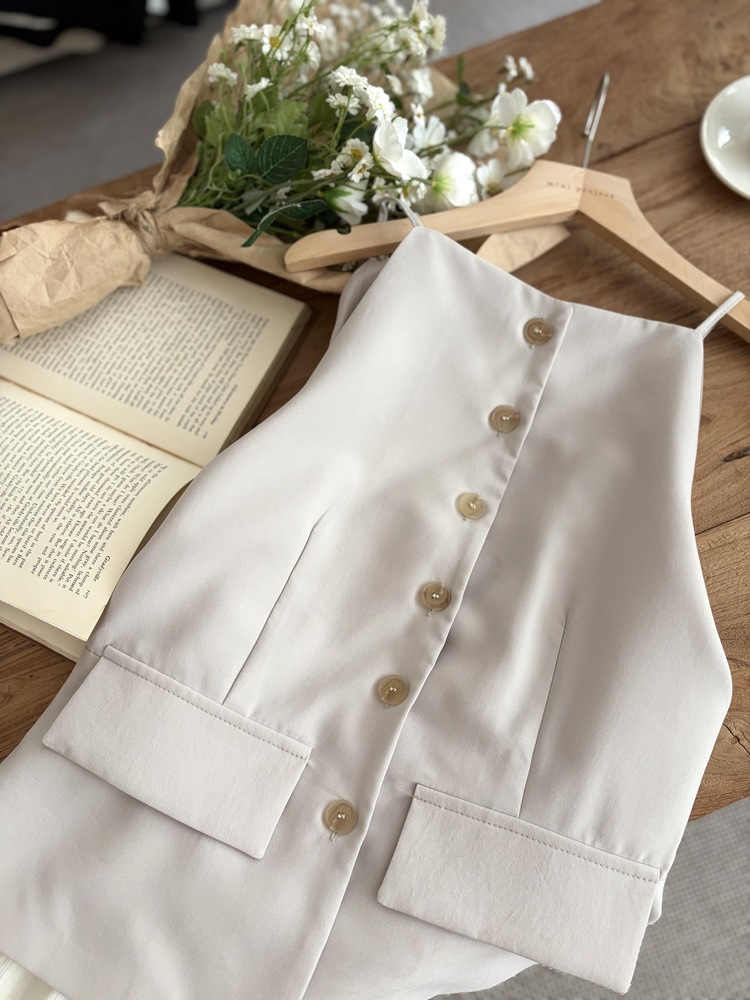 French Muse Vest Dress (Beige)