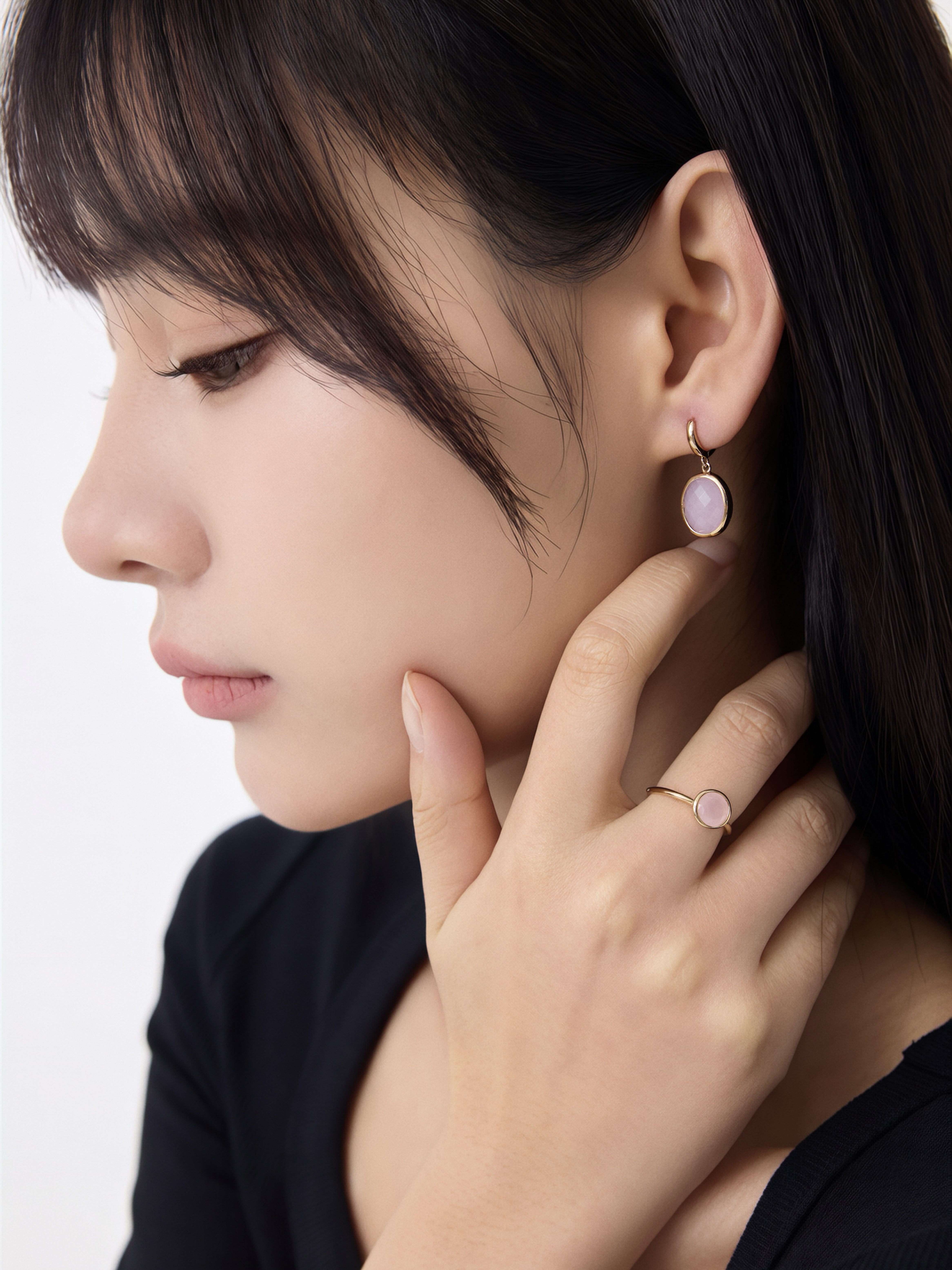 Blush Rose Elegance Earring Plaqué or