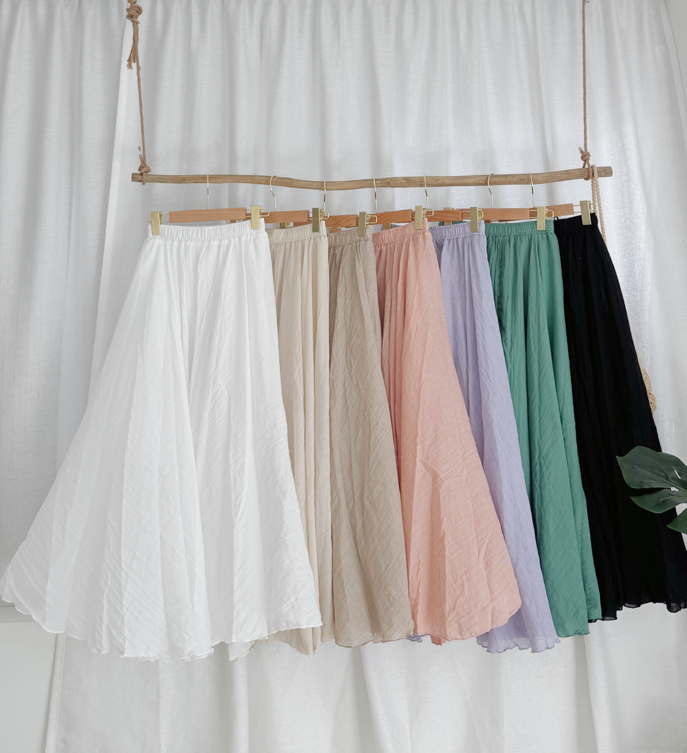 简约气质薄款棉麻半裙