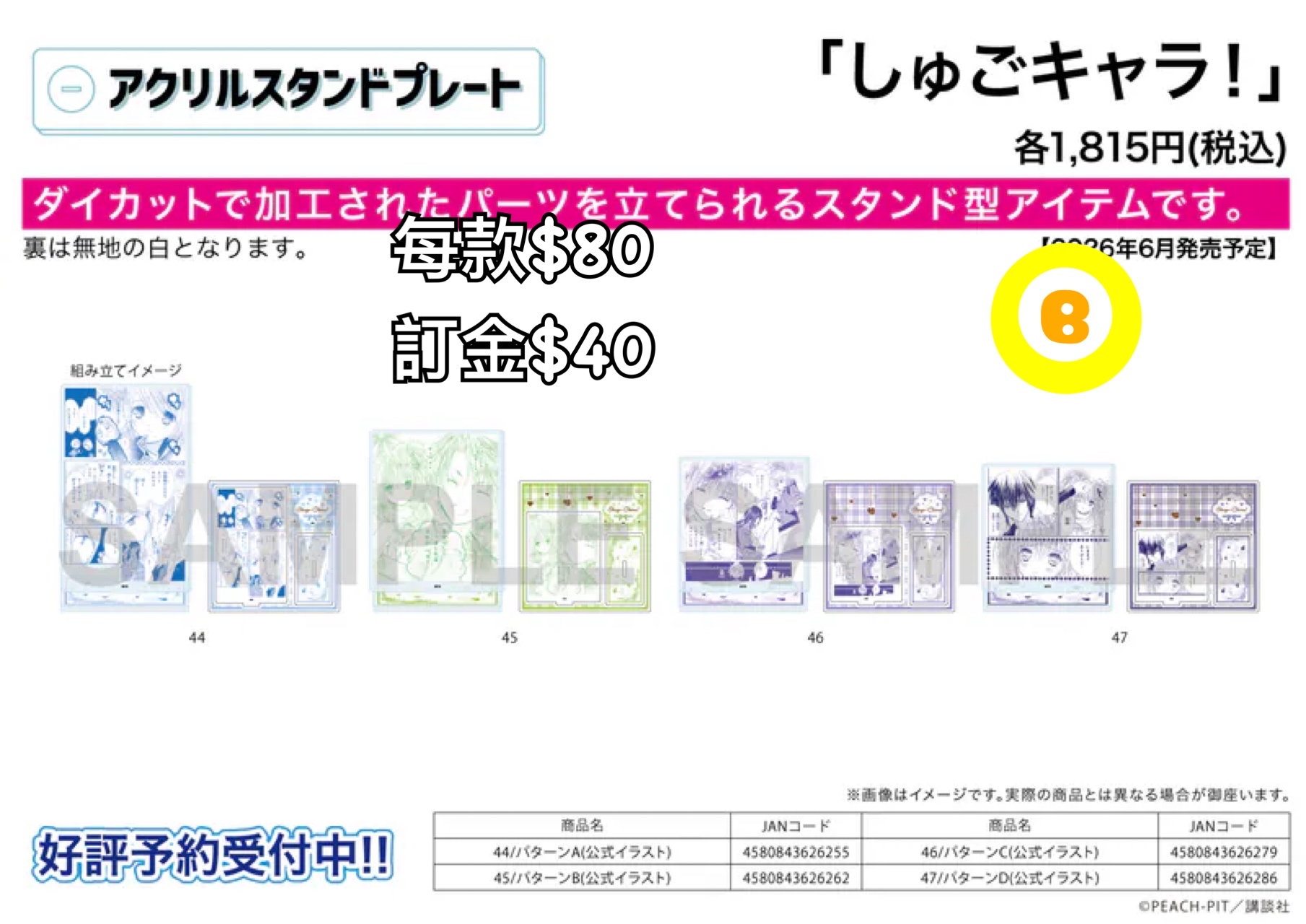 Preorder預訂6/2026年守護甜心 立牌